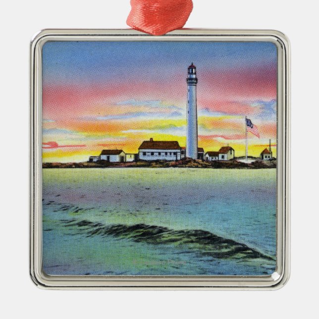 View of Boon Island and Lighthouse from York Metal Ornament (Front)