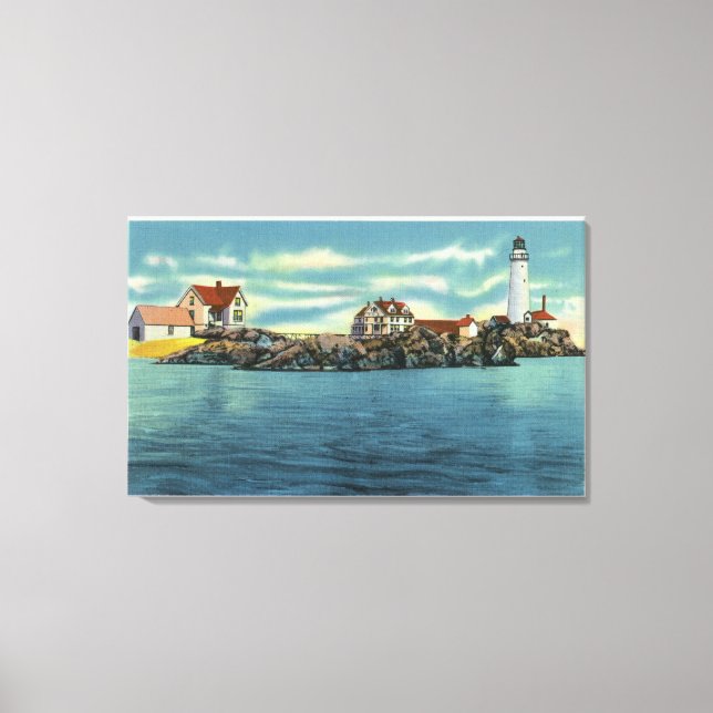 View of Boston Harbor and Boston Lighthouse Canvas Print (Front)