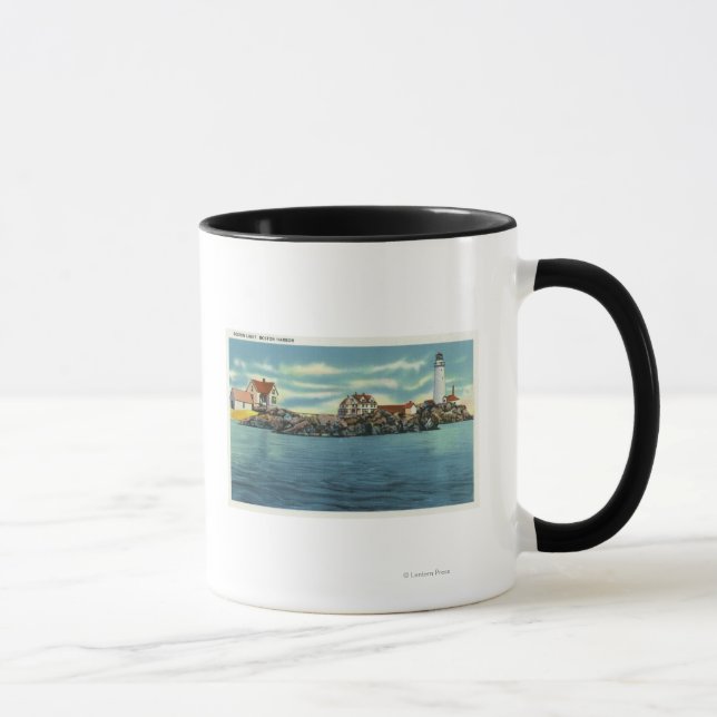 View of Boston Harbor and Boston Lighthouse Mug (Right)