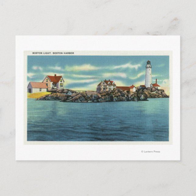 View of Boston Harbor and Boston Lighthouse Postcard (Front)