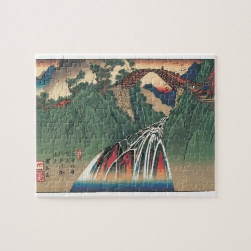 View of Bridge Over Ina River Nojiri by Hiroshige Jigsaw Puzzle