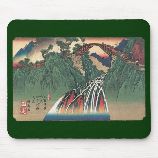 View of Bridge Over Ina River, Nojiri by Hiroshige Mouse Pad (Front)