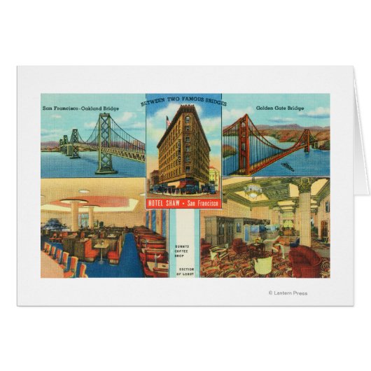 View of Bridges, Interior Scenes of Hotel Shaw Cards (Front Horizontal)