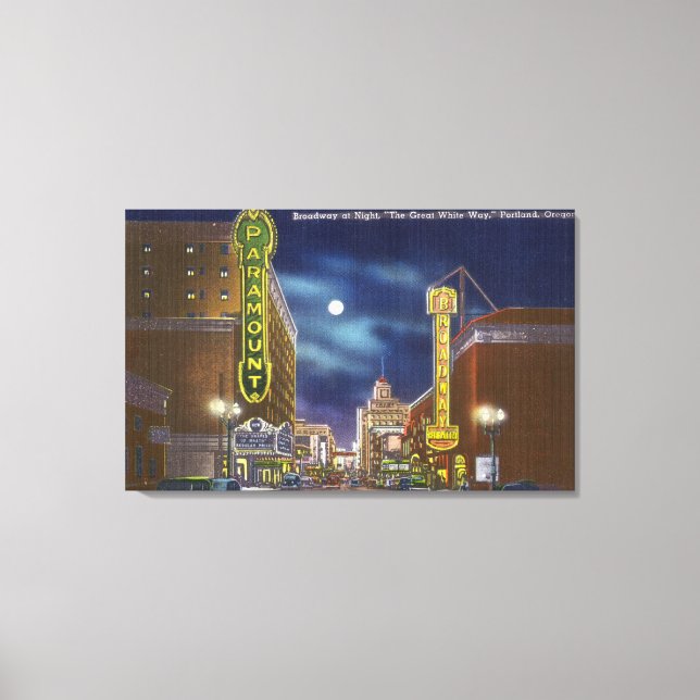 View of Broadway at Night Canvas Print (Front)