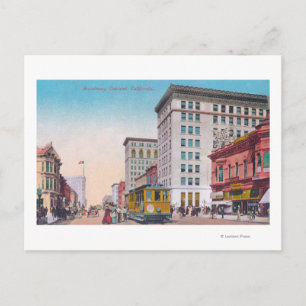 View of Broadway with Street CarOakland, CA Postcard