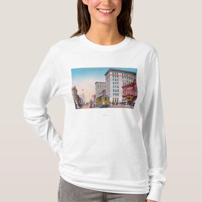 View of Broadway with Street CarOakland, CA T-Shirt (Front)