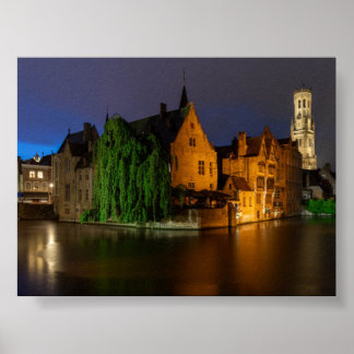 View of Bruges by night Poster