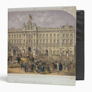 View of Buckingham Palace with a Crowd Outside 3 Ring Binder