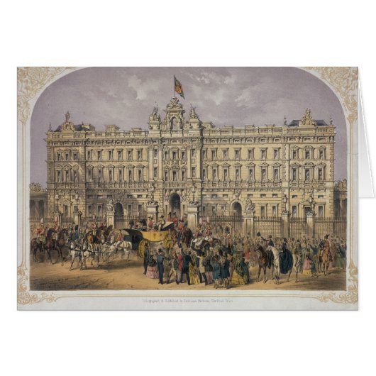 View of Buckingham Palace with a Crowd Outside Cards (Front Horizontal)