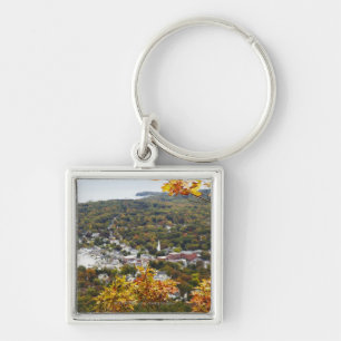 View of Camden Hills State through Fall Trees Keychain