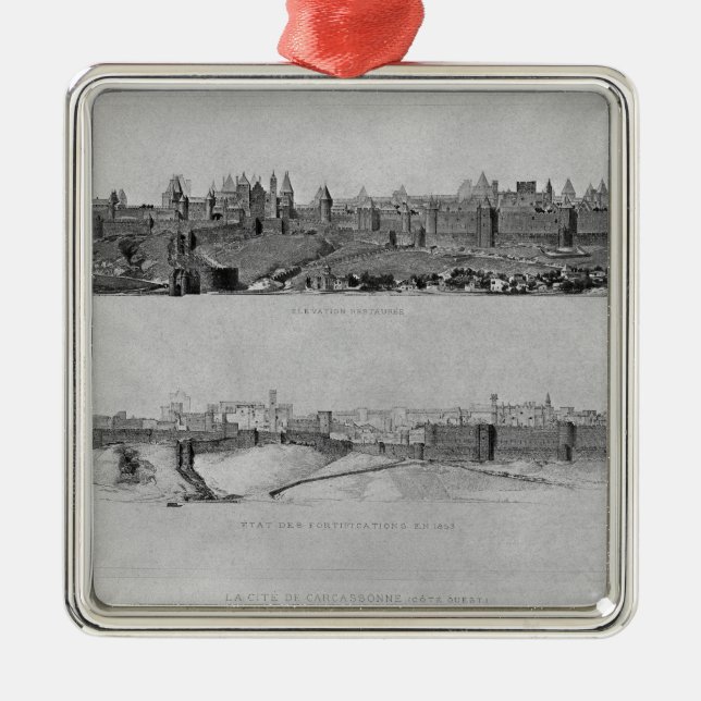 View of Carcassonne from the west side Metal Ornament (Front)