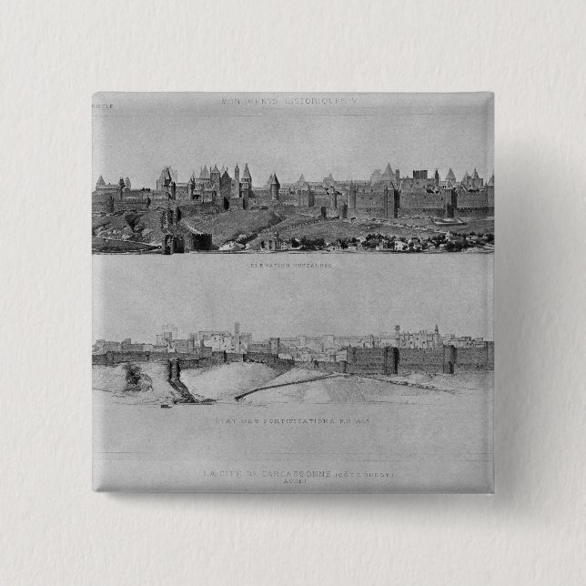 View of Carcassonne from the west side Pinback Button (Front)