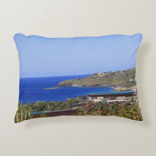 View of Caribbean Ocean from above Accent Pillow