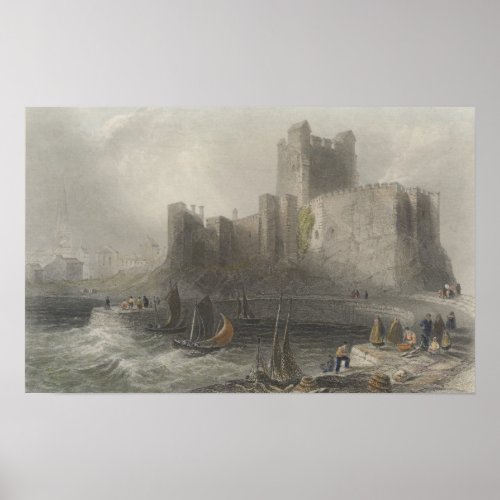 View of Carrifergus Castle Poster