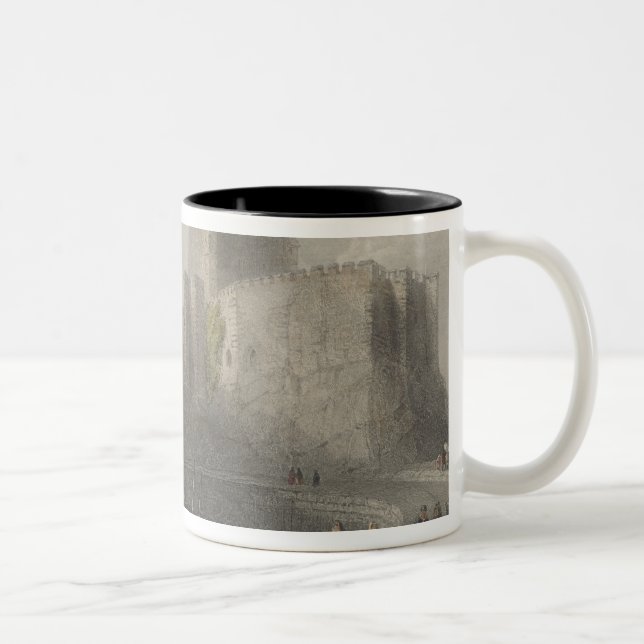View of Carrifergus Castle Two-Tone Coffee Mug (Right)