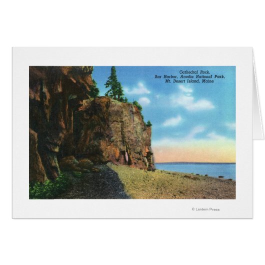 View of Cathedral Rock, Bar Harbor Cards (Front Horizontal)