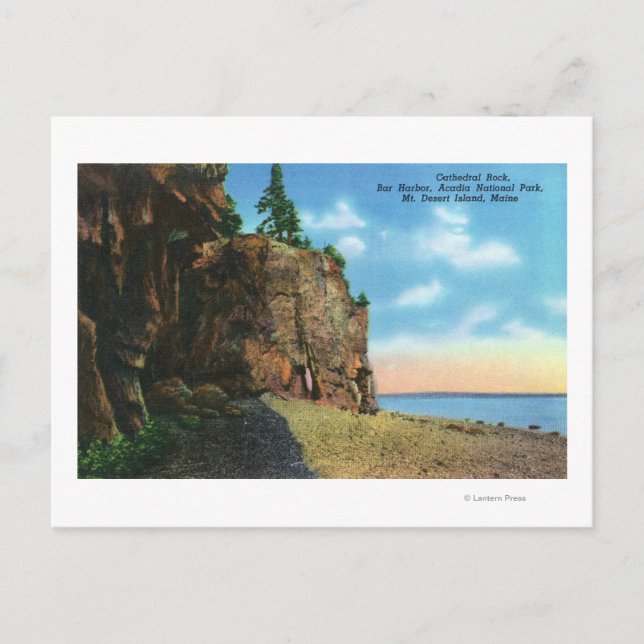 View of Cathedral Rock, Bar Harbor Postcard (Front)