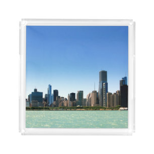 View of Chicago skyline by Lake Michigan Acrylic Tray