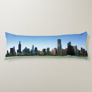 View of Chicago skyline by Lake Michigan Body Pillow