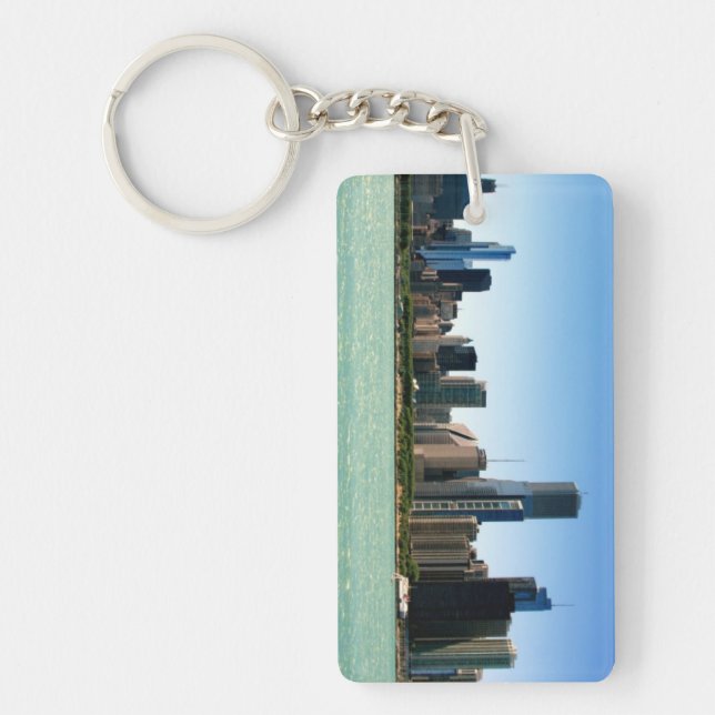 View of Chicago skyline by Lake Michigan Keychain (Front)
