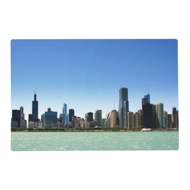 View of Chicago skyline by Lake Michigan Placemat (Front)