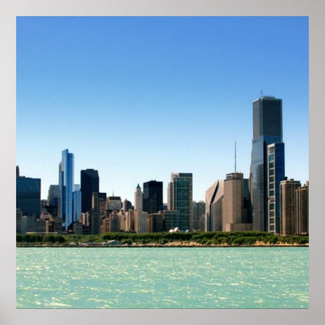 View of Chicago skyline by Lake Michigan Poster (Front)