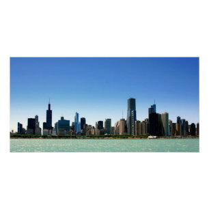 View of Chicago skyline by Lake Michigan Poster