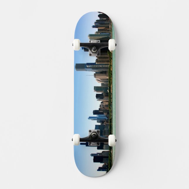 View of Chicago skyline by Lake Michigan Skateboard Deck (Front)