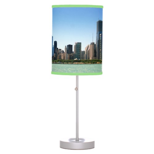 View of Chicago skyline by Lake Michigan Table Lamp