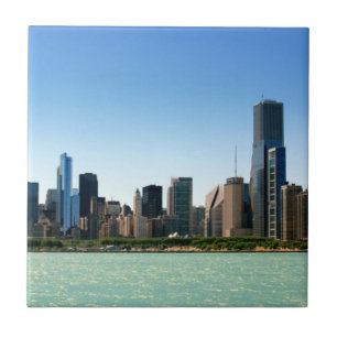 View of Chicago skyline by Lake Michigan Tile