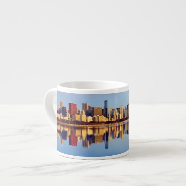 View of Chicago skyline with reflection Espresso Cup (Front Left)