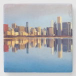 View Of Chicago Skyline With Reflection Stone Coaster at Zazzle