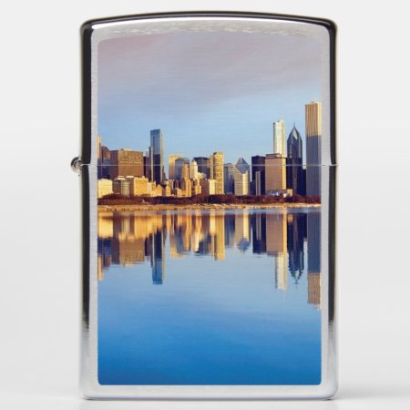 View Of Chicago Skyline With Reflection Zippo Lighter