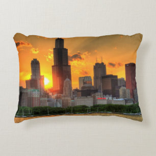 View of Chicago's skyline from Adler Accent Pillow