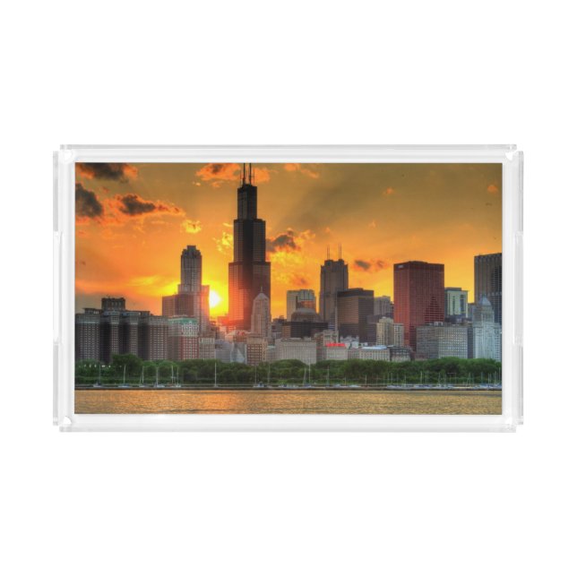 View of Chicago's skyline from  Adler Acrylic Tray (Front)