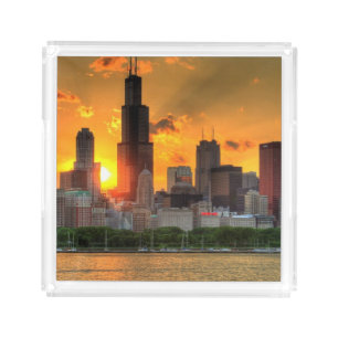 View of Chicago's skyline from Adler Acrylic Tray