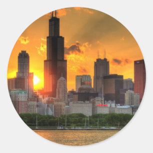View of Chicago's skyline from Adler Classic Round Sticker