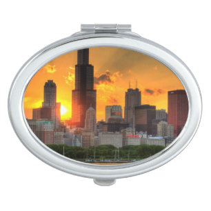 View of Chicago's skyline from Adler Compact Mirror