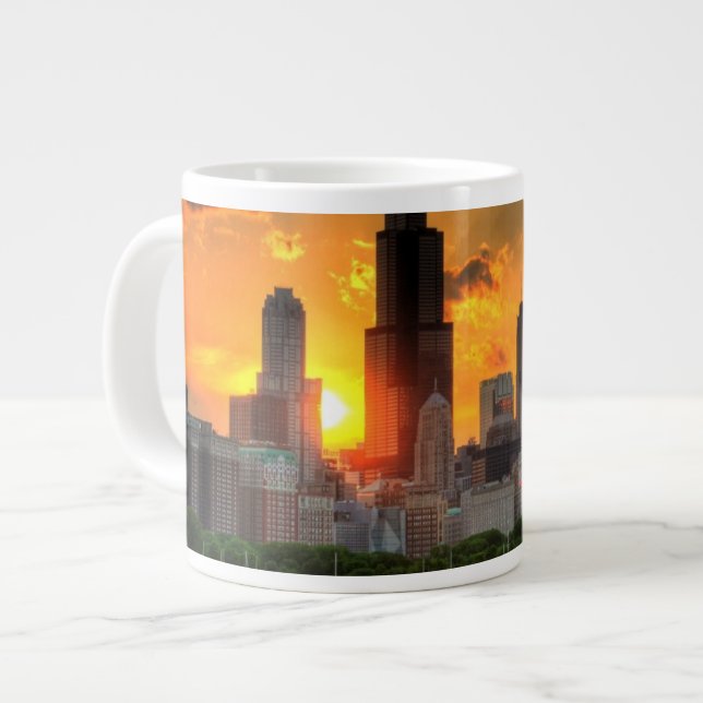 View of Chicago's skyline from  Adler Giant Coffee Mug (Front Left)