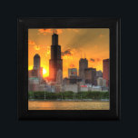 View of Chicago's skyline from  Adler Gift Box<br><div class="desc">HDR Chicago Skyline Sunset</div>