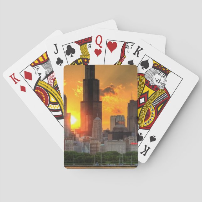 View of Chicago's skyline from  Adler Poker Cards (Back)