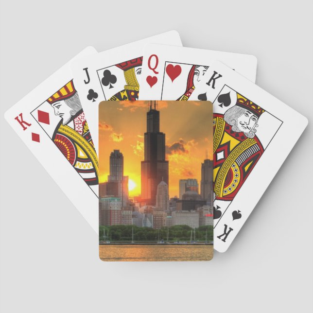 View of Chicago's skyline from  Adler Poker Cards (Back)