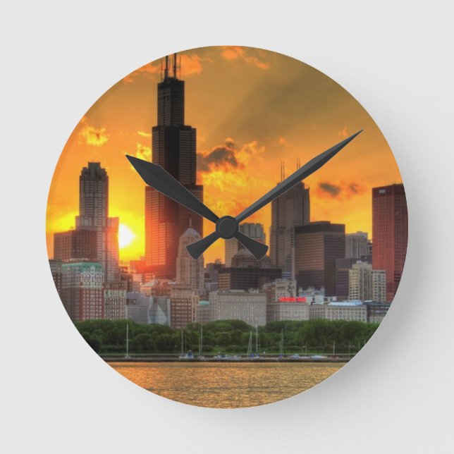 View of Chicago's skyline from  Adler Round Clock (Front)