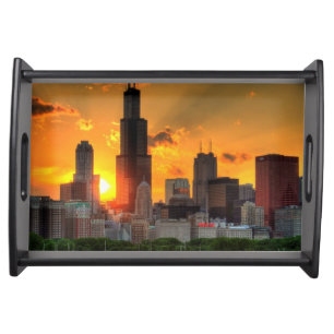 View of Chicago's skyline from Adler Serving Tray