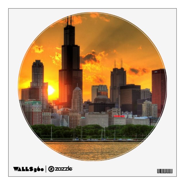 View of Chicago's skyline from  Adler Wall Sticker (Front)