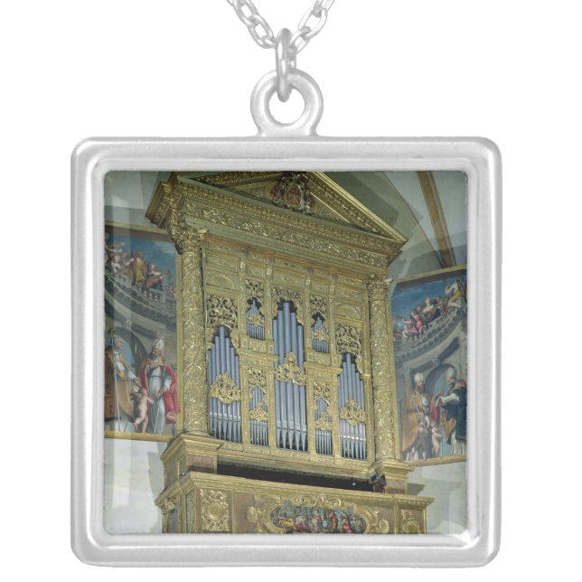 View of church organ, c.1590 silver plated necklace (Front)