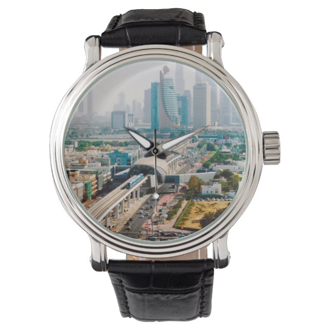 View of city metro line and skyscrapers watch (Front)