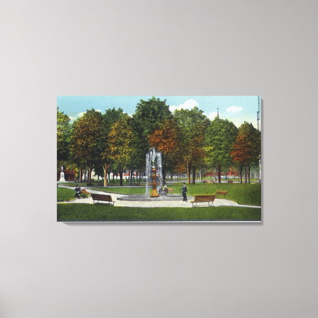 View of City Park and Fountain Canvas Print (Front)