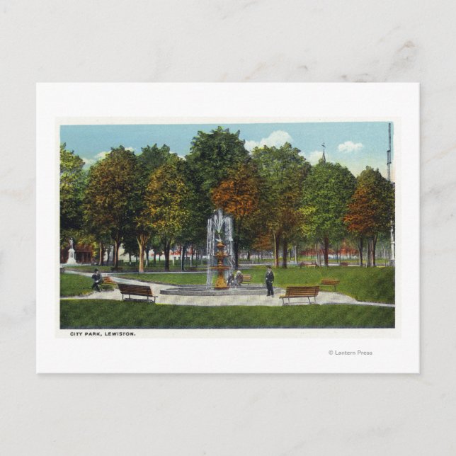 View of City Park and Fountain Postcard (Front)