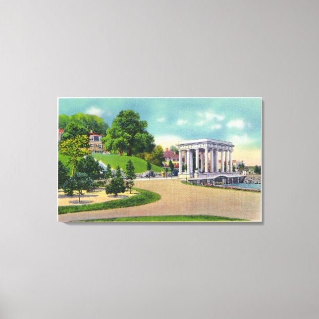 View of Coles Hill and Plymouth Rock Portico Canvas Print (Front)